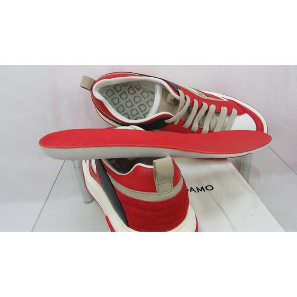 NIB FERRAGAMO CASSINA RED BLACK LEATHER LOGO LACE UP SNEAKERS 12 M ITALY - Picture 9 of 13